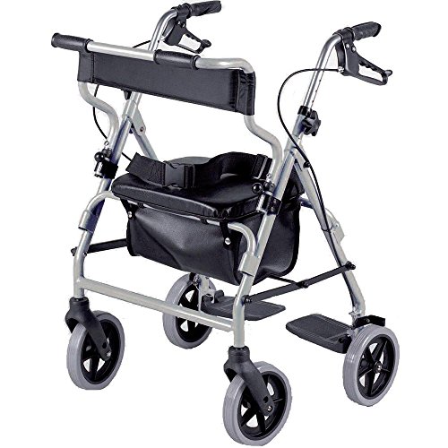 NRS Healthcare 2-in-1 Rollator and Transit Chair M58203 Lightweight Aluminium Frame – Height Adjustable (Eligible for VAT relief in the UK)